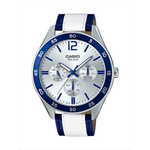Casio Two-Tone Blue and White Leather Strap Men's Watch for MTP-E310L-2AV | 10535155