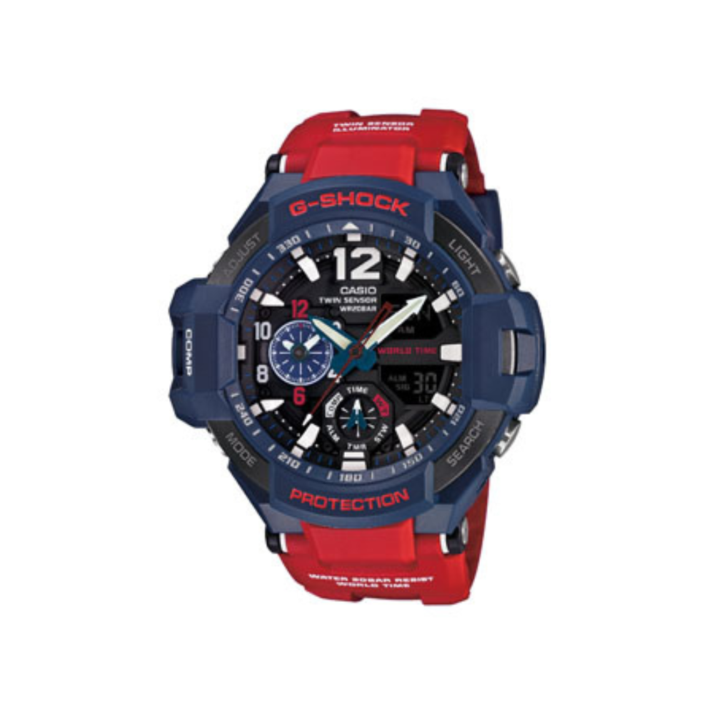 Casio Red Resin Strap Men's Watch GA-1100-2A | 10493627