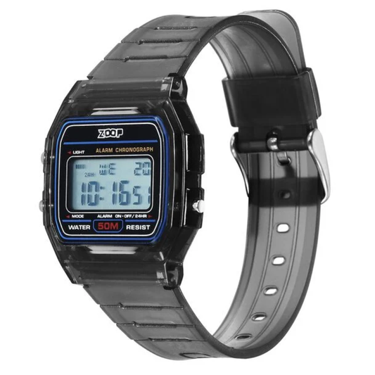 Zoop Transparent Digital Watch with Black Dial & Black Strap for Girls Kids 16049PP01