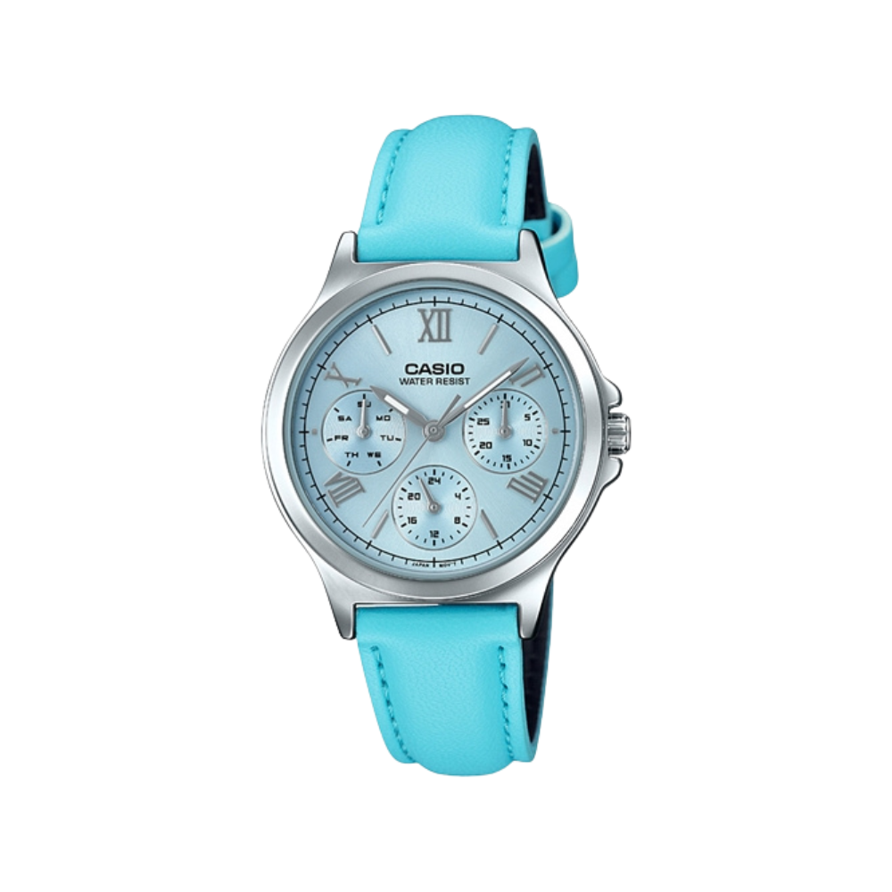 Casio Sky-Blue Leather Strap Women's Watch for LTP-V300L-2A3 10591145
