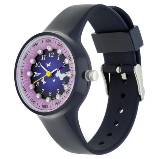 Zoop Purple Dial Grey Strap Girls Kids Watch NSC4038PP01W
