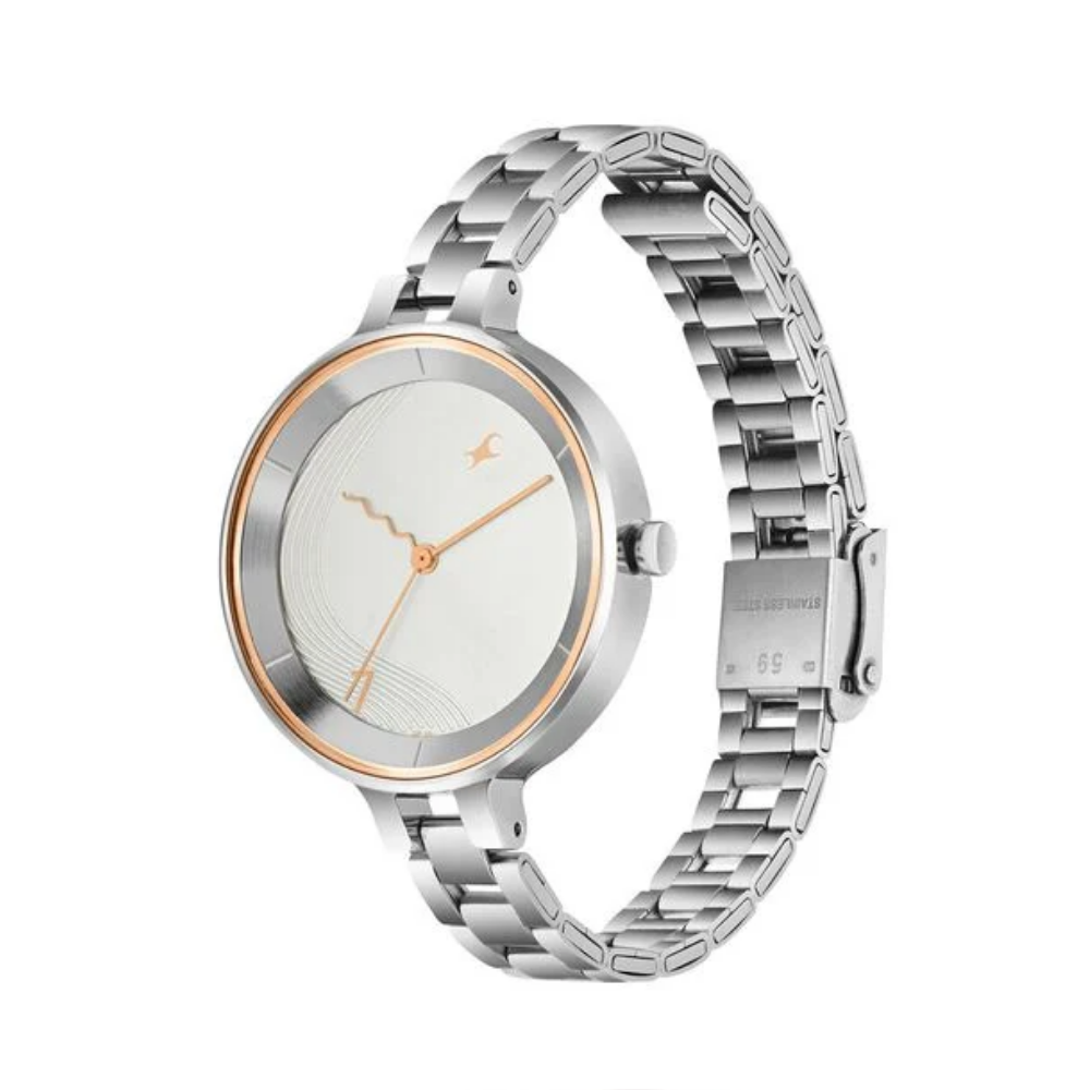 Fastrack Stunners Silver Dial Stainless Steel Strap Watch for Girls - 6265SM02