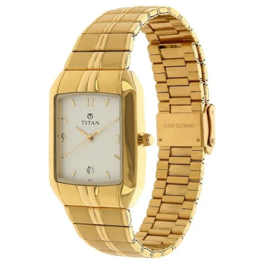 Titan Rectangle White Men's Watch 9264YM01
