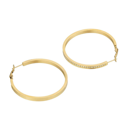 Guess Crystal Set Large Hoop Gold Tone Women's Earrings UBE02247YG