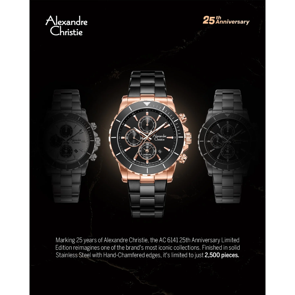 Alexandre Christie 25th Anniversary Black Men's Watch 6141XXVMBRBA