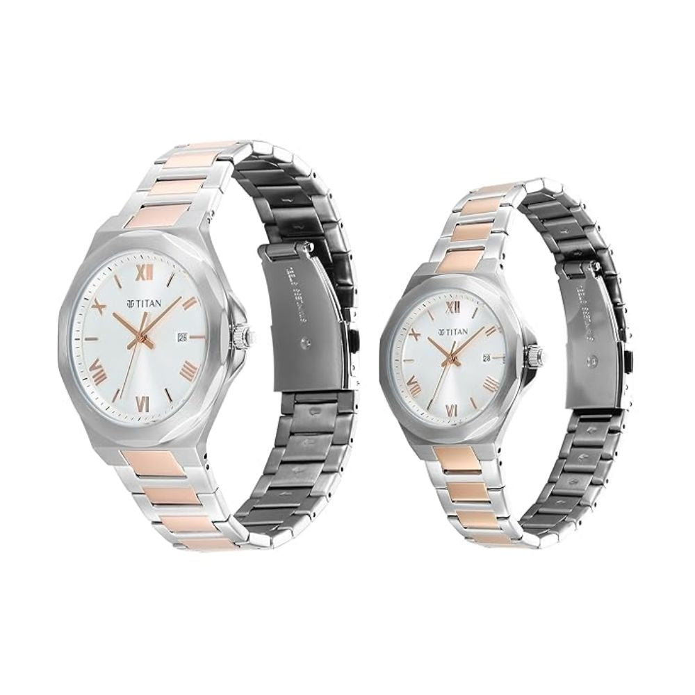 Titan Modern Bandhan Silver Pair Watch 9401094210KM01