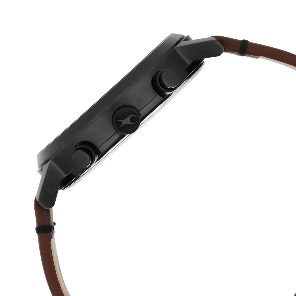 Fastrack Tick Tock Black Dial Brown Men's Watch NT3287NL01