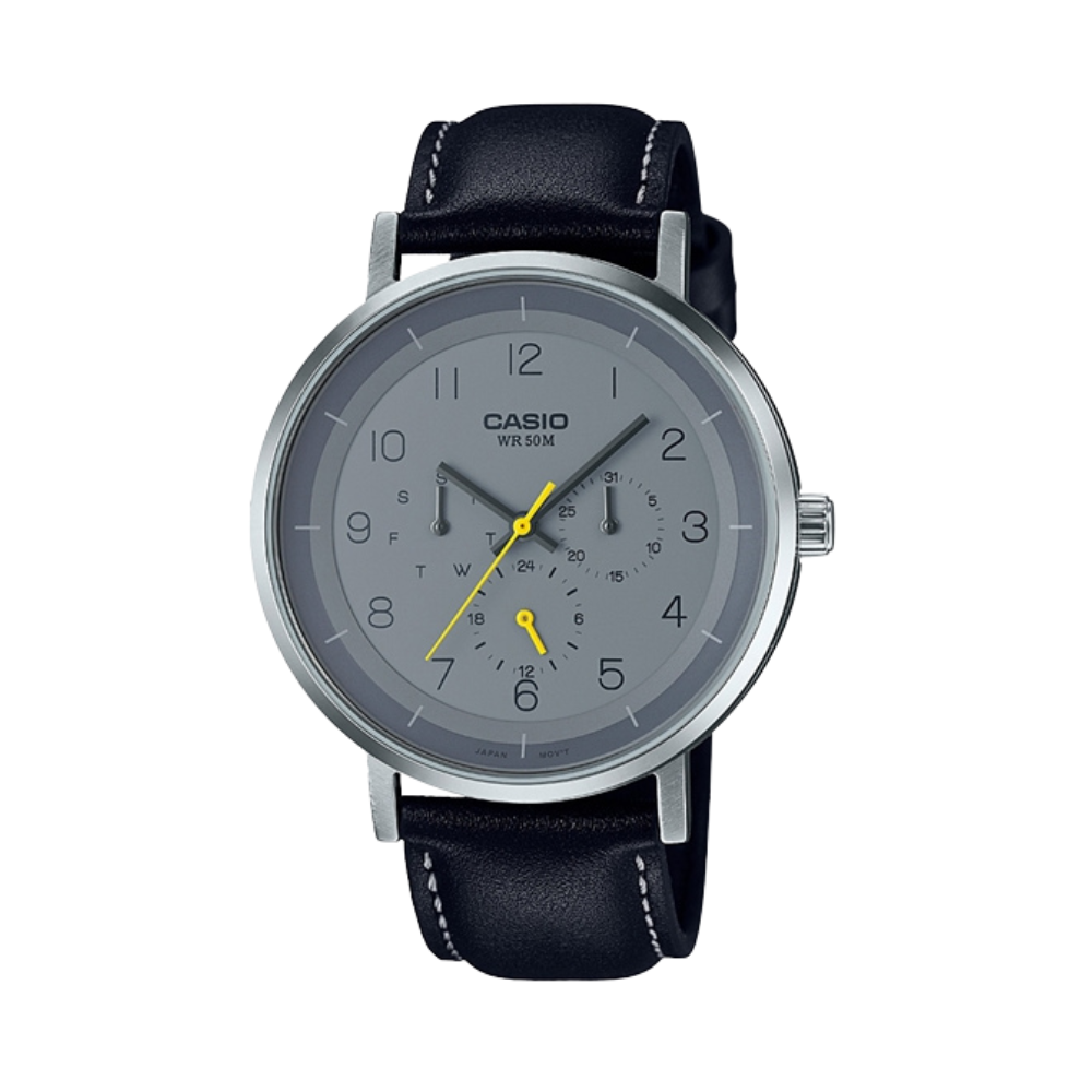 Casio Black Leather Strap Men's Watch MTP-E314L-8BV | 10548377