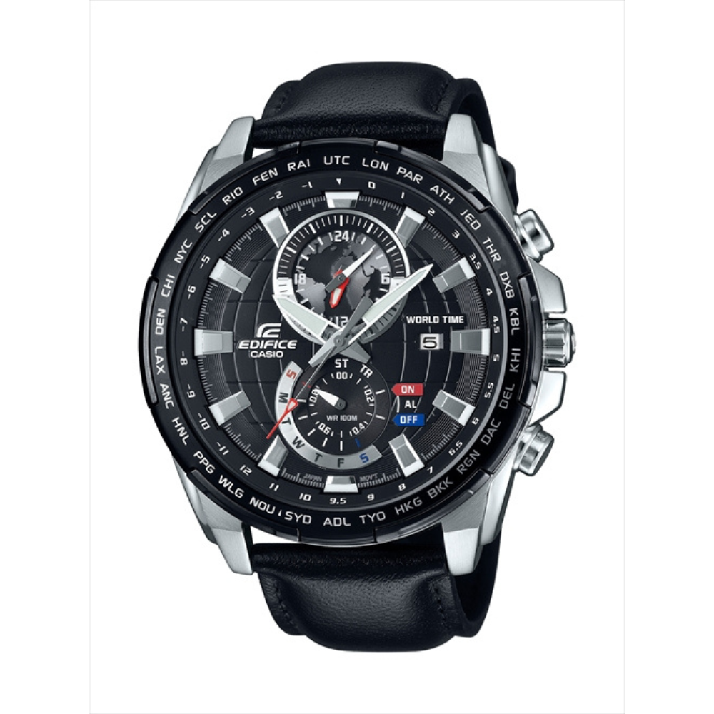 Casio Black Leather Strap Men's Watch EFR-550L-1AV | 10505259