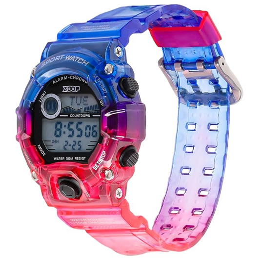 Zoop Digital Digital Watch Transparent Red Blue Boys Kids 16051PP05