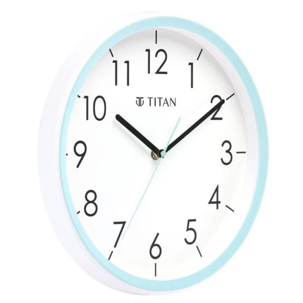 Titan Contemporary White Dial Blue Color Silent Sweep Technology Medium Wall Clock NTW0055PA02