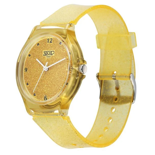 Zoop Glitter Yellow Dial Yellow Strap Girls Kids Watch 26030PP01W