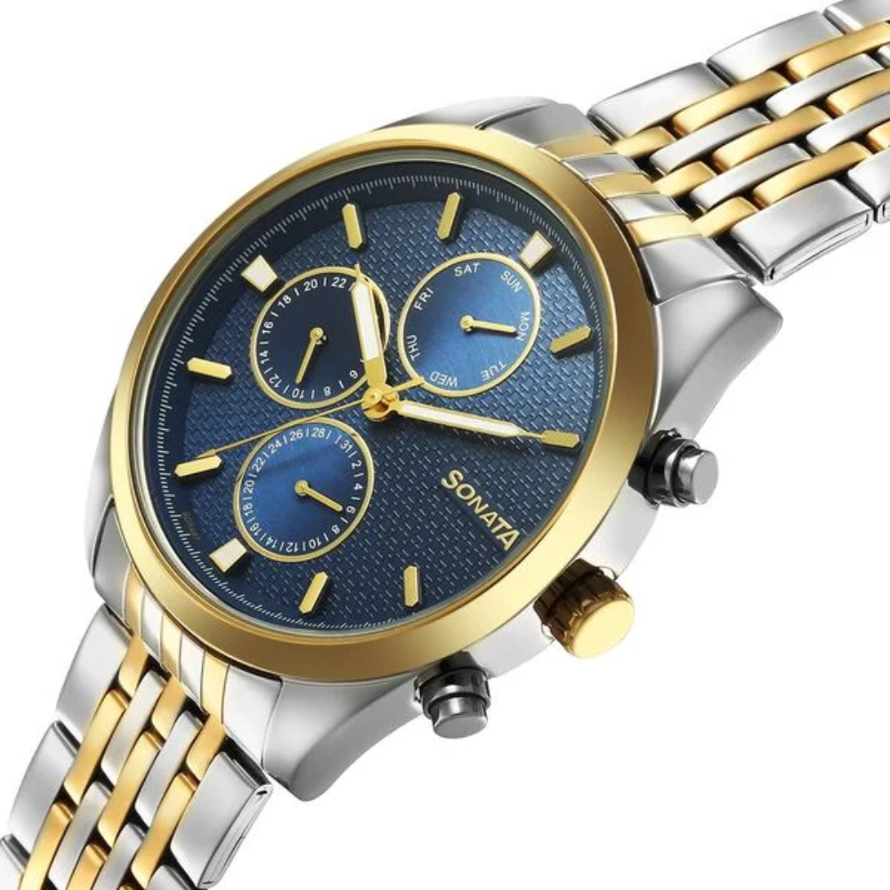Sonata Magna Blue Dial Men's Multifunction Watch 7155BM01