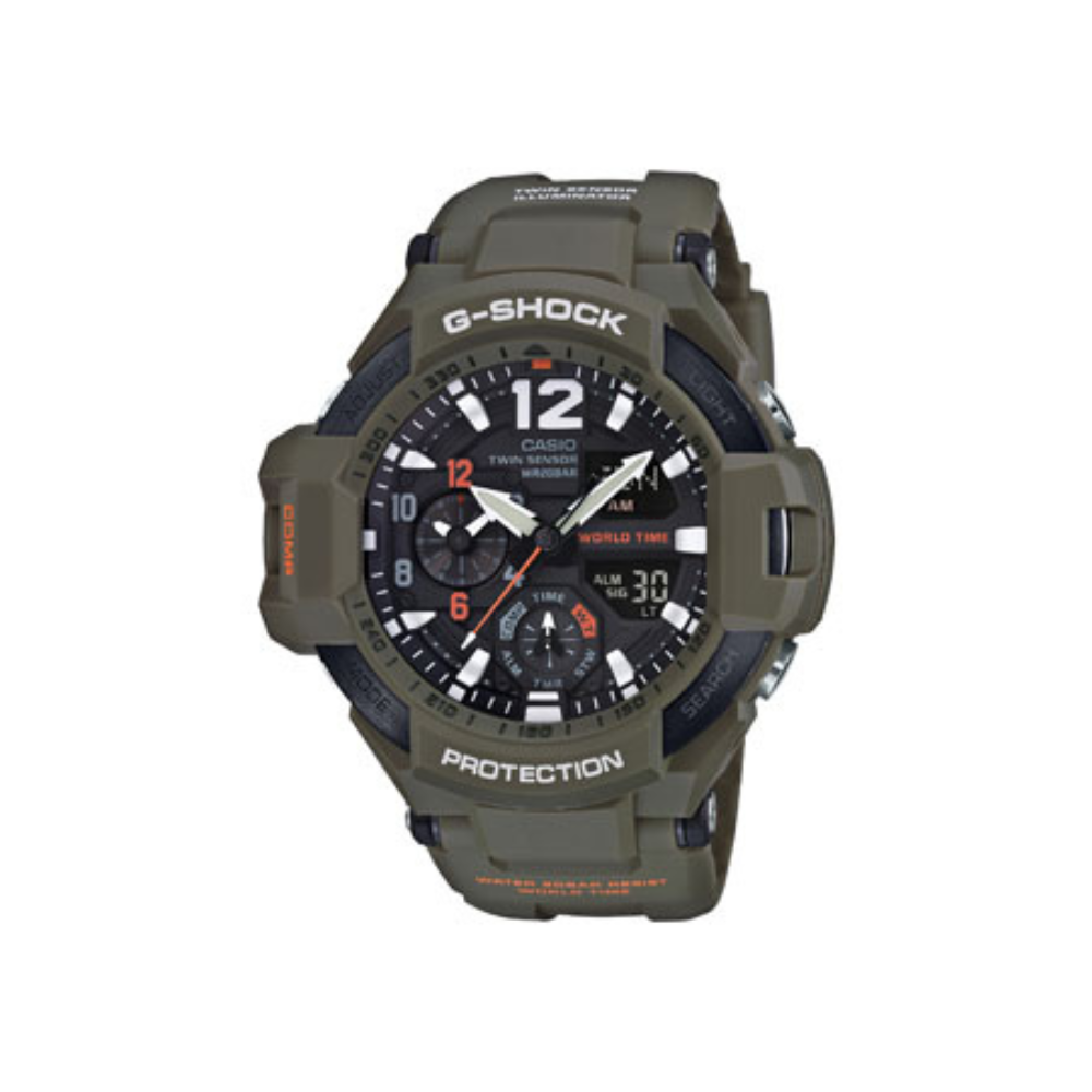 Casio Green Resin Strap Men's Watch GA-1100KH-3A | 10531393