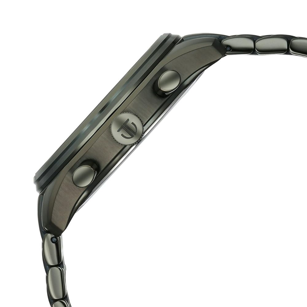 Titan Micromotors Green Independent Hour, Minute and 2nd Sub-Dial Olive Dial Stainless Steel Strap Mens Watch 90179QM01
