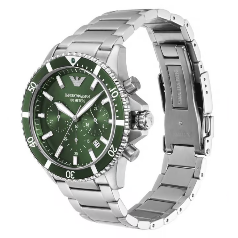 Emporio Armani World Explorer Green Dial Men's Chronograph Watch AR11500
