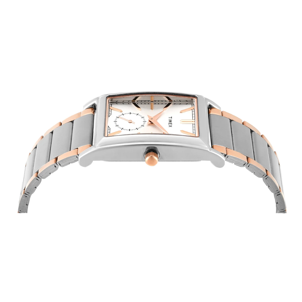 TIMEX Silver Tone Rectangle Dial Analog Silver Tone Men's Watch TW000L525