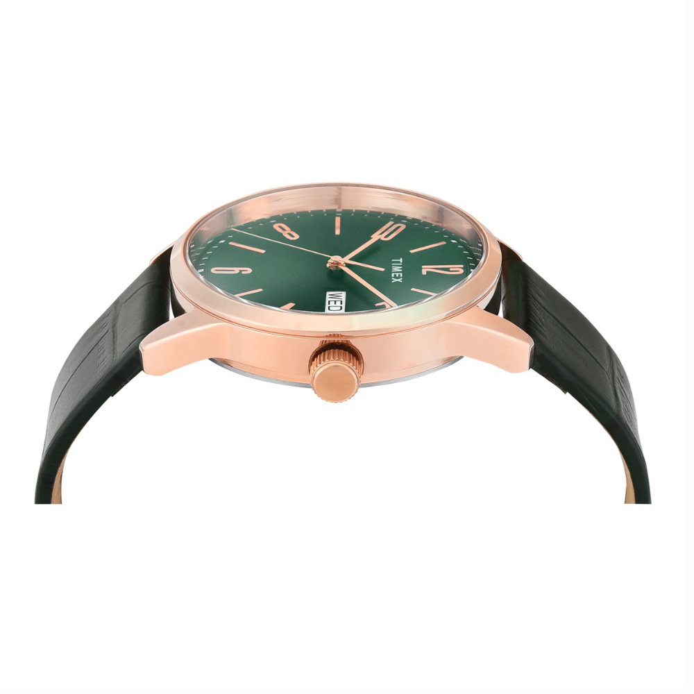 Fashion Green Dial Men Leather Watch TWEG25509