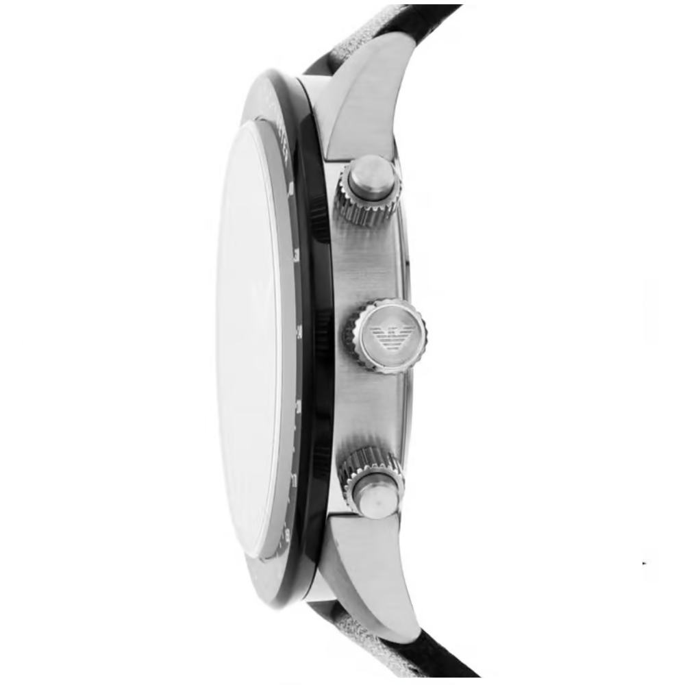Emporio Armani Mario Men's Quartz Black Dial Chronograph Leather Watch AR11243