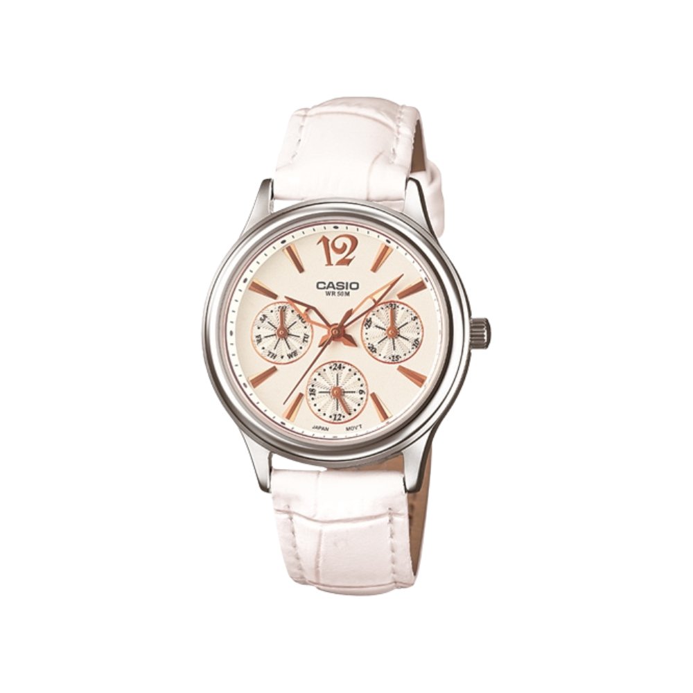 Casio White Leather Strap Women's Watch LTP-2085L-7AV, LTP-2085L-7AV(5420) | 10488713