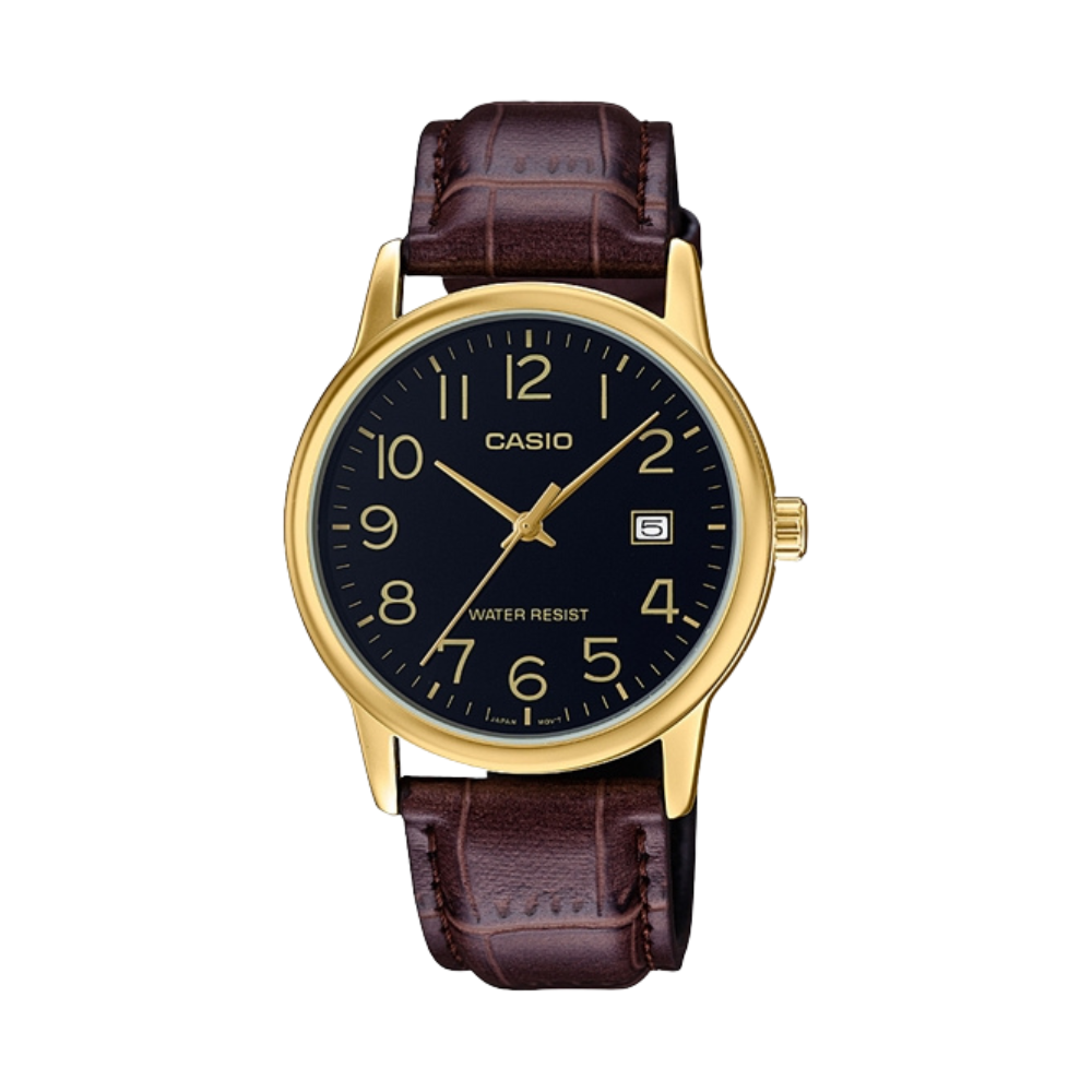Casio Black Leather Strap Men's Watch for MTP-V002GL-1B, MTP-V002L-1B | 10558174