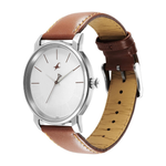 Fastrack Stunners Silver Dial Brown Leather Strap Men's Watch 3291SL02