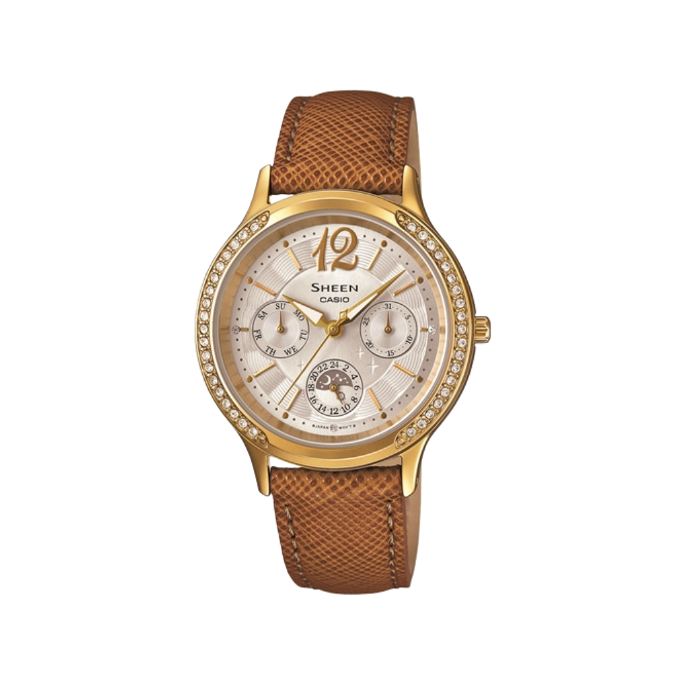 Casio brown leather strap Women's Watch SHE-3030BGL-7A | 10482776