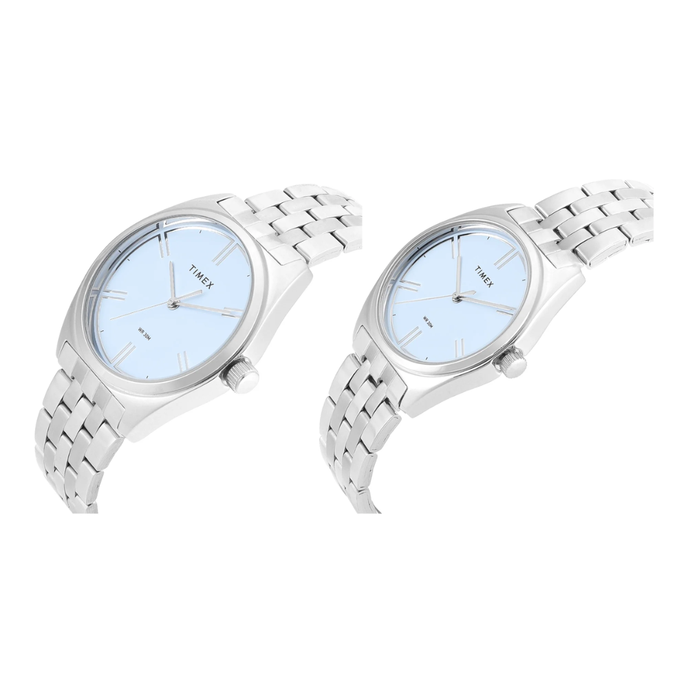 TIMEX SkyBlue Silver Pair's Watch TW00PR360