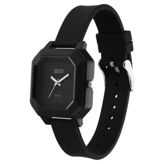 Zoop Black Dial Black Strap Girls Kids Analog Watch 26029PP02