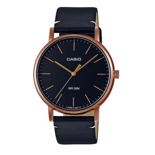 Casio Black Leather Strap Men's Watch MTP-E171RL-1EV, MTP-E320RL-1EV | 10617826