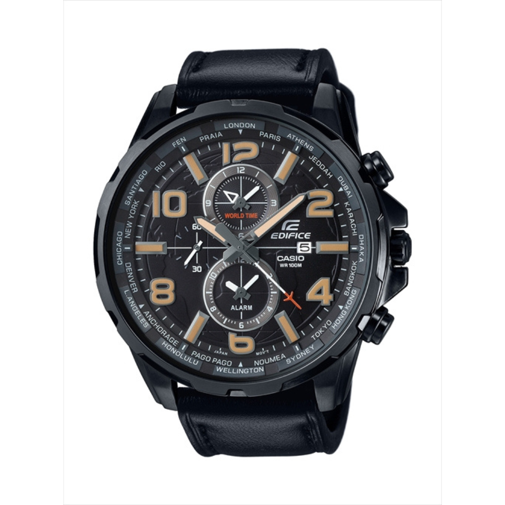 Casio Black Leather Strap Men's Watch EFR-302L-1AV | 10505269