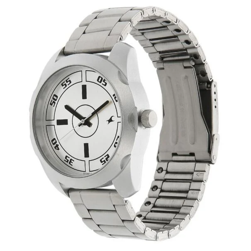 Fastrack Quartz Analog Silver Dial Watch for Men 3123SM02