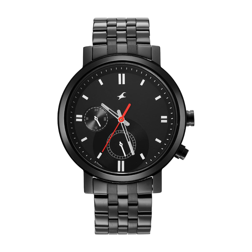Fastrack Tick Tock Black Dial Men Watch NT3287NM01