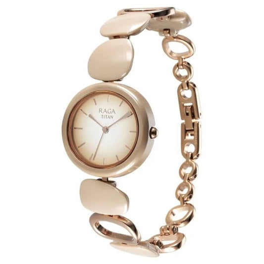 Titan Raga Ceramics Beige Women's Watch 95146KD06