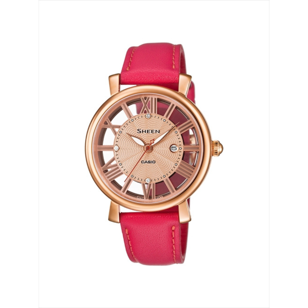 Casio red Leather strap women's watch SHE-4047LTD-4A | 10512833