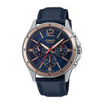 Casio Blue Leather Strap Men's Watch for MTP-1374HL-2AV | 10600959