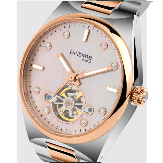 Britime Automatic Rose Gold & Silver Women's Watch 2567-M30305