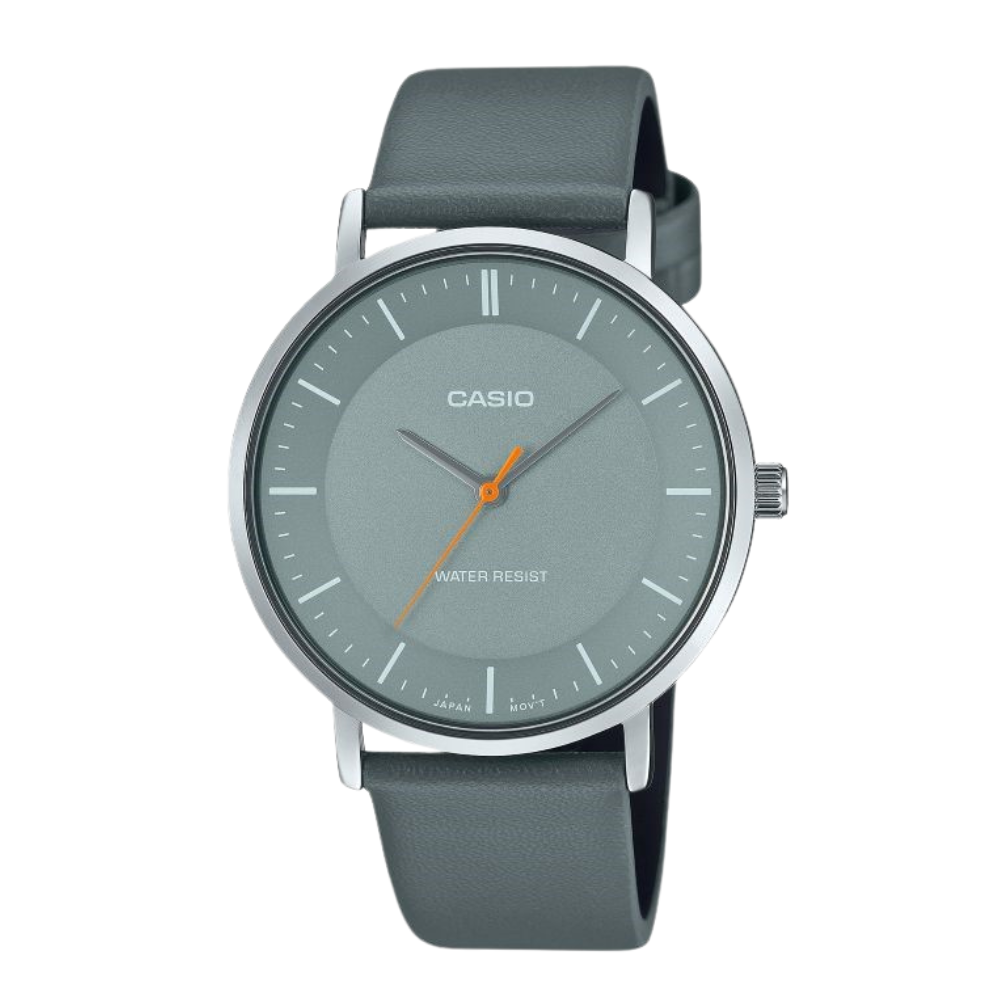 Casio Grey Leather Strap Men's Watch for MTP-VT04L-8E | 10684640