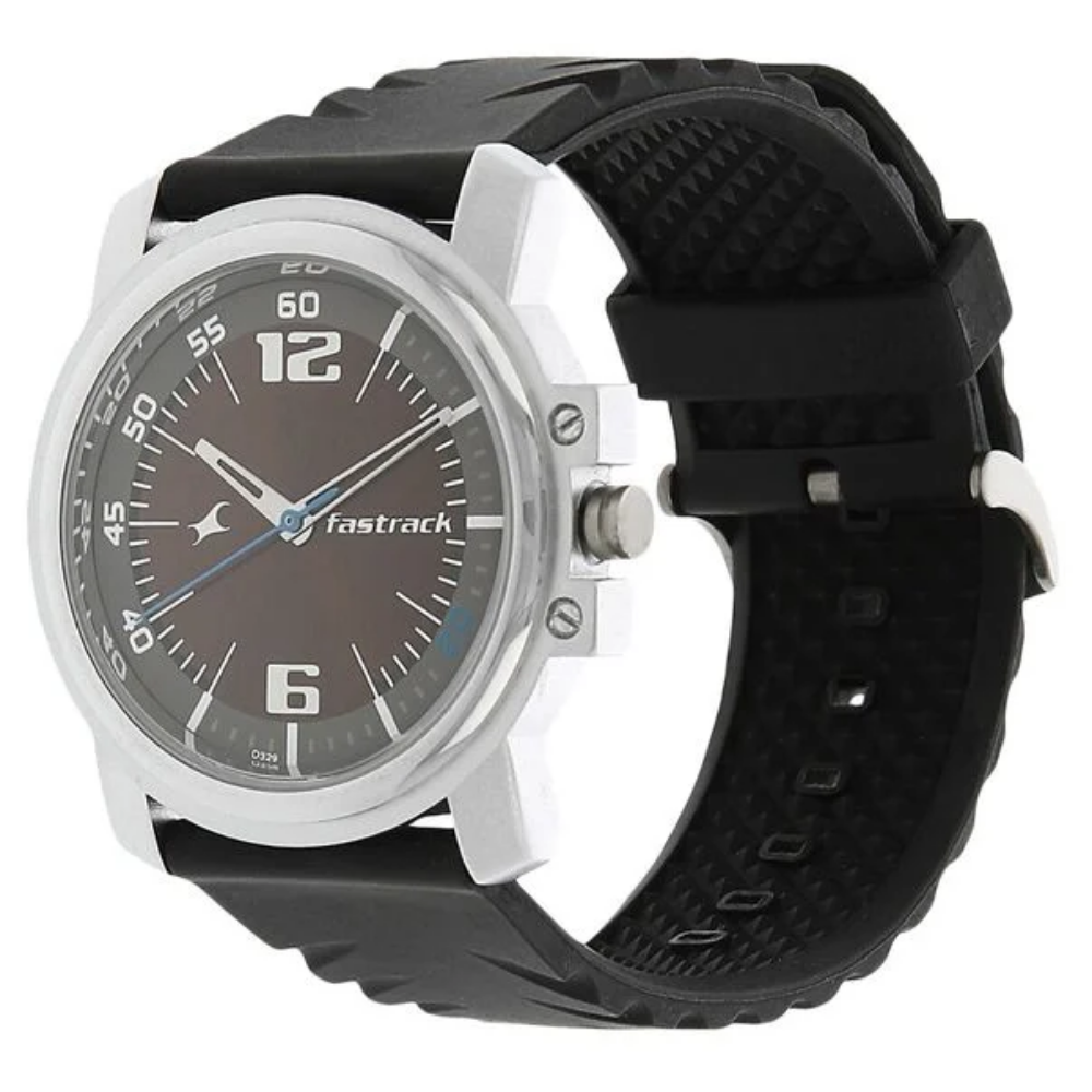 Fastrack Quartz Brown Dial Plastic Strap Watch for Guys 3039SP02