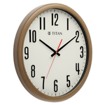 Titan Texture Oval Brown Wooden White Dial Wall Clock NCW0061PA01