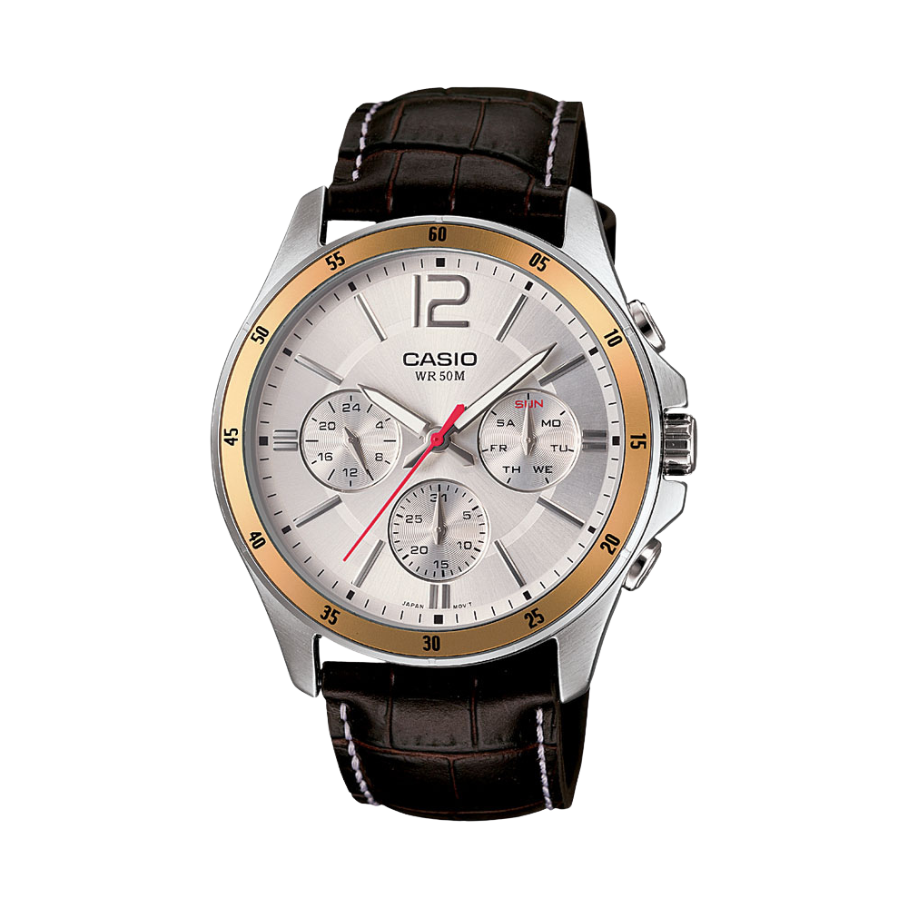 Casio Black Leather Strap Men's Watch MTP-1374HL-7A1V, MTP-1374HL-9AV, MTP-1374L-7AV | 10460323