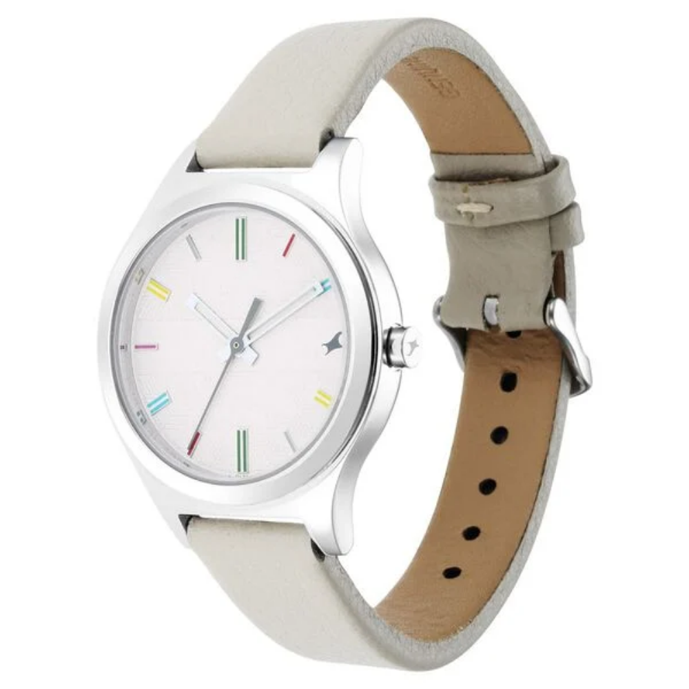 Fastrack Stunners Quartz Analog White Dial Watch for Girls 6152SL06