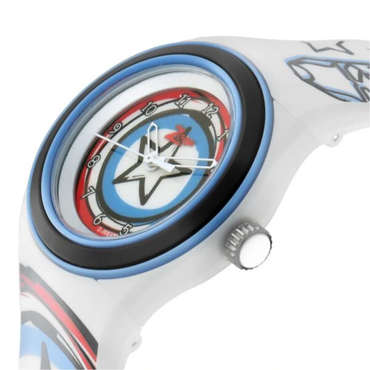 Zoop Marvel Captain America White Dial White Strap Boys Kids Analogue Watch C4048PP28