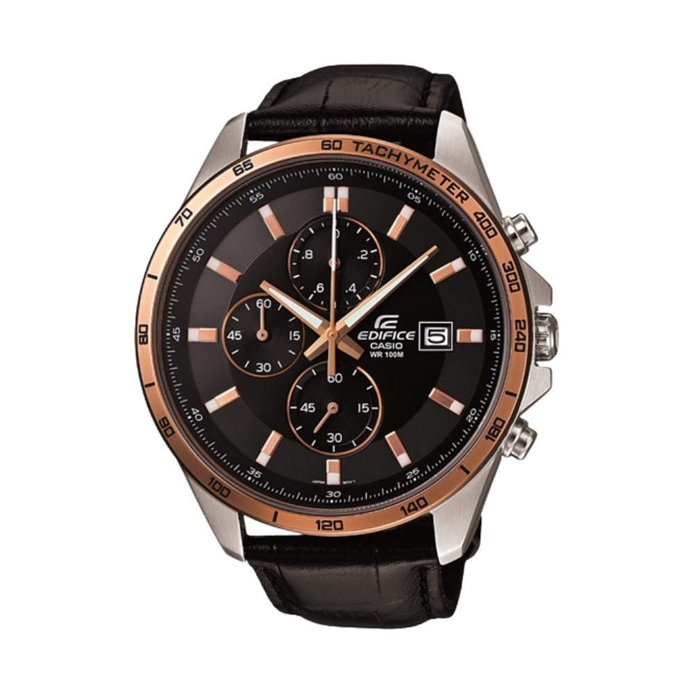 Casio Black Leather Strap Men's Watch EFR-512L-1AV, EFR-512L-8AV | 10399155