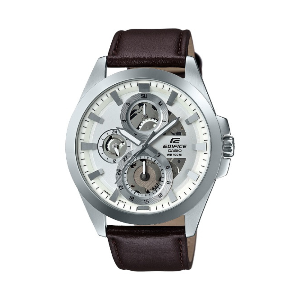Casio Brown Leather Strap Men's Watch ESK-300L-7AV | 10516541