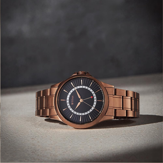 Titan Karishma Quartz Analog Black Dial Men's Watch 10038QM01