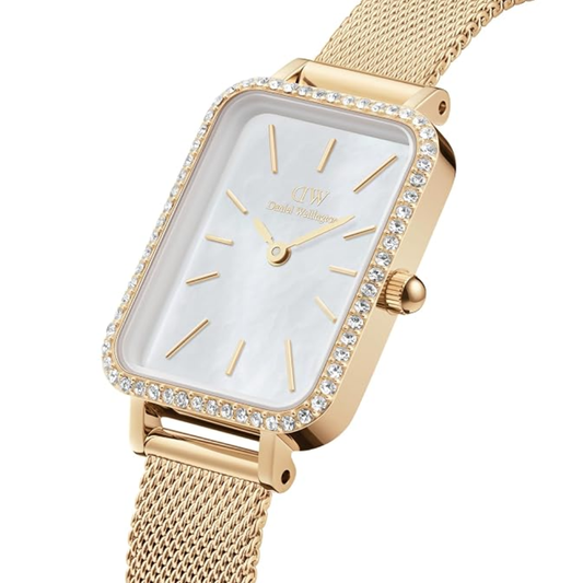 Daniel Wellington Quadro Mother of Pearl White & Gold Women's Watch DW00100668K