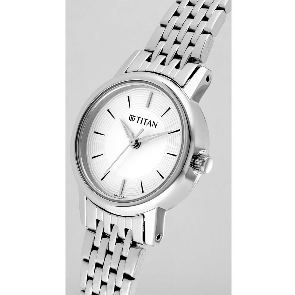 Titan Quartz Analog White Women's Watch NT2593SM04