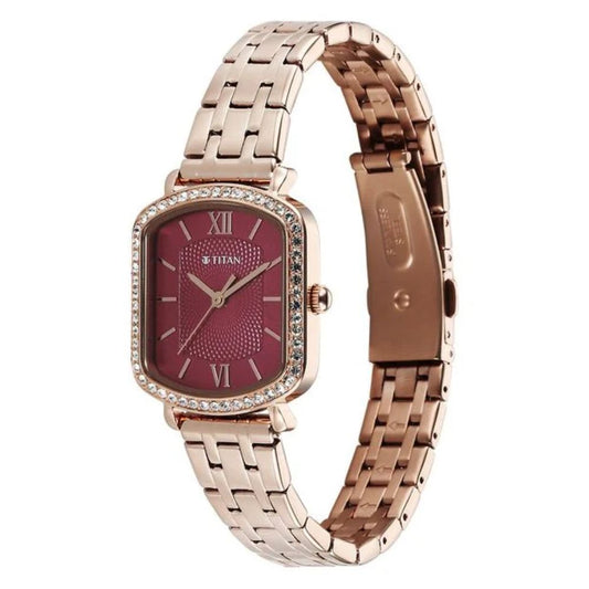 Titan Metro Mehroon Dial Women's Watch 95323WM01