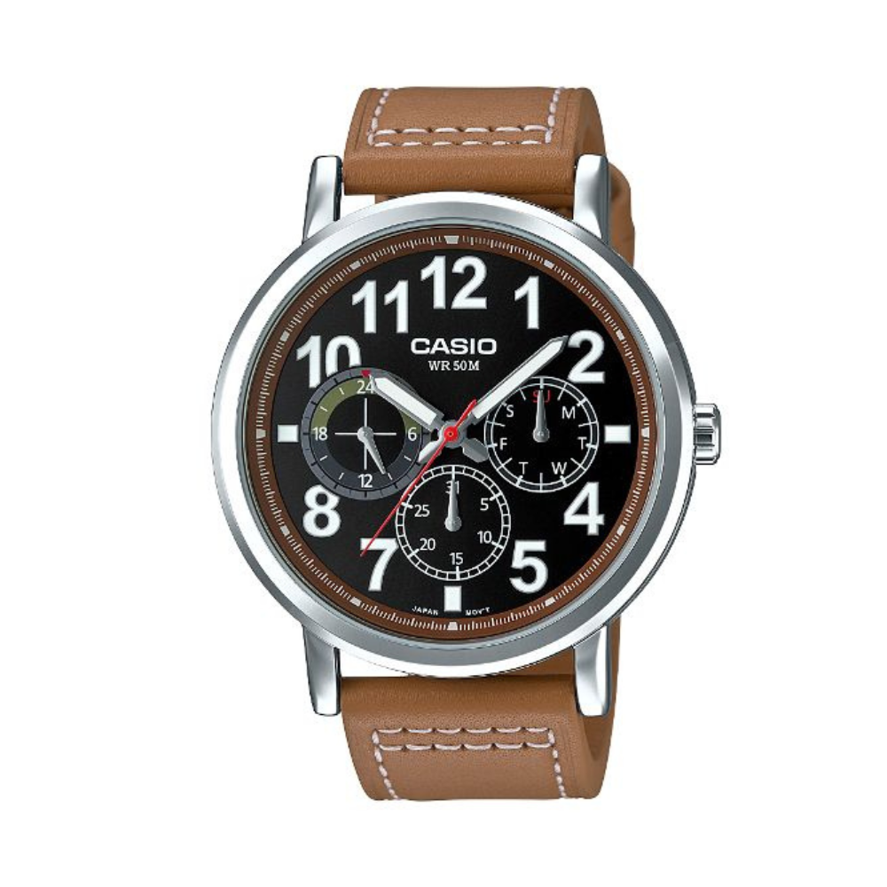 Casio brown leather strap men's watch MTP-E309L-5AV | 10531180